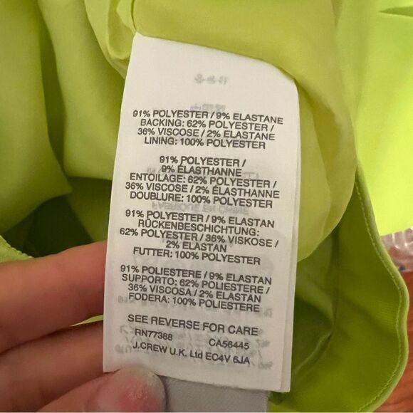 J.Crew Women NEON Yellow Lime Green Skater Played Skirt with Pockets Size 2 - Picture 7 of 8